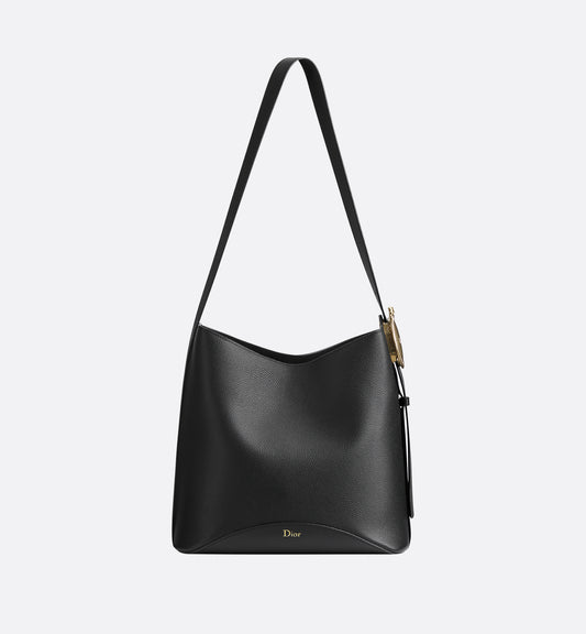 Medium Dior Médaillon Bucket Bag Black Grained Calfskin
