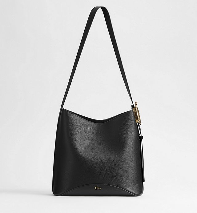 Medium Dior Médaillon Bucket Bag Black Grained Calfskin