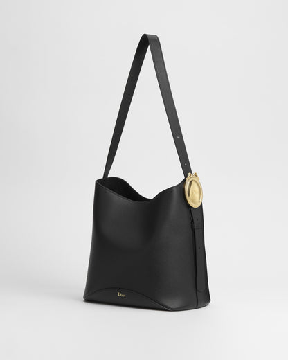 Medium Dior Médaillon Bucket Bag Black Grained Calfskin