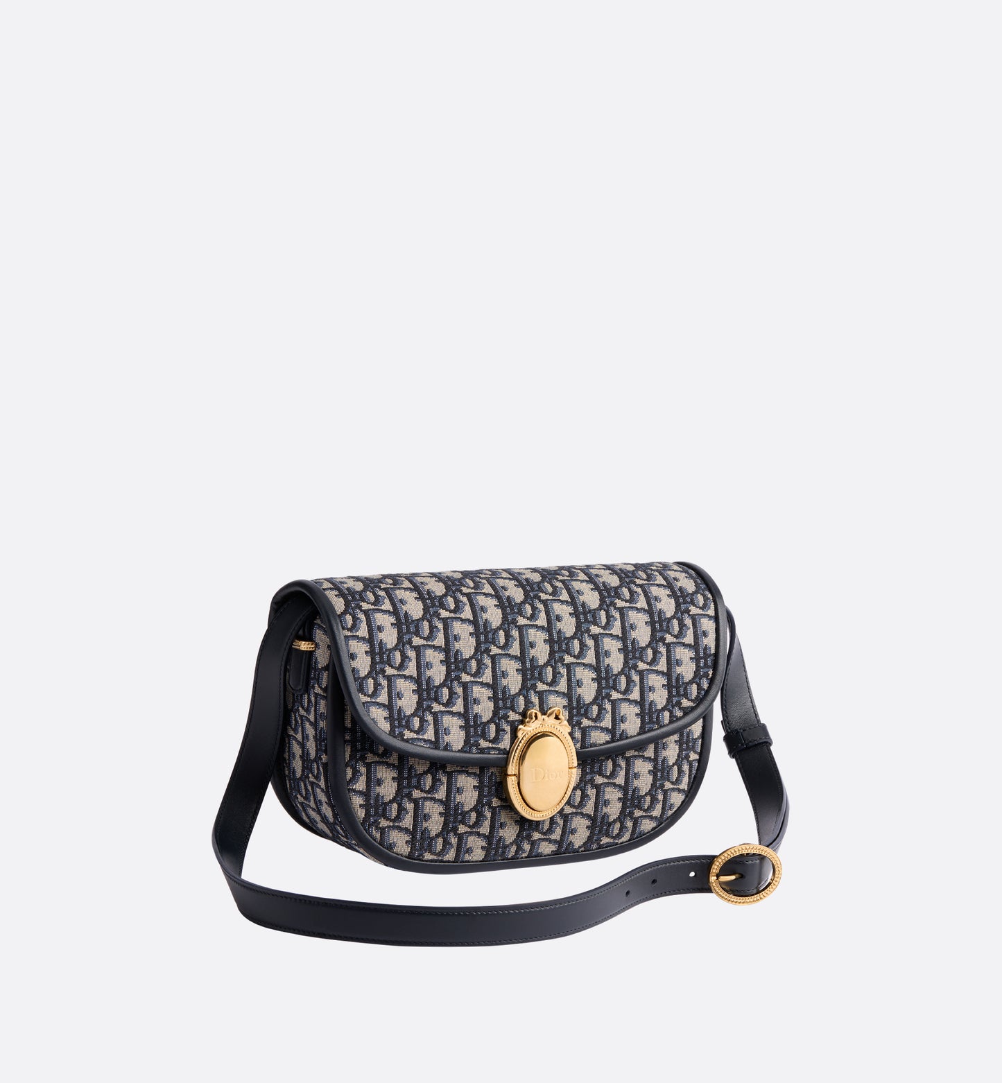 Medium Dior Médaillon Flap Bag Blue Dior Oblique Jacquard