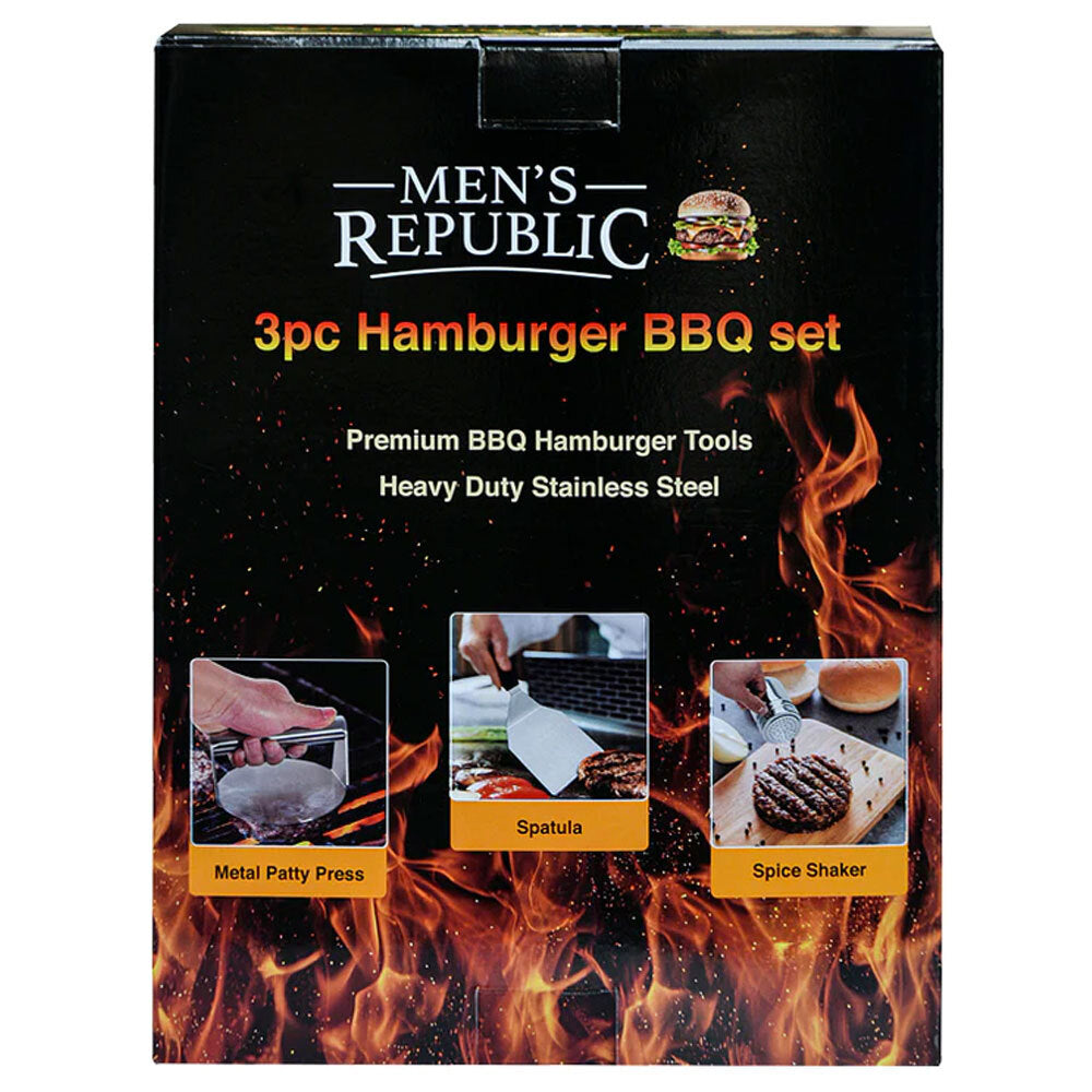 Men's Republic Premium 3-Piece Hamburger BBQ Grilling Set