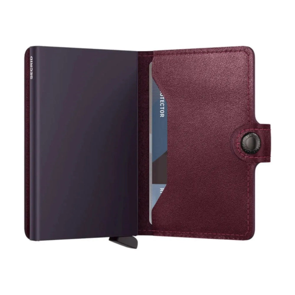 Secrid Miniwallet Compact RFID Mens Travel Wallet European Leather Cranberry