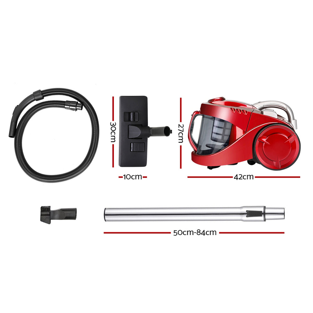 Devanti 2200W Multi-cyclonic Bagless Vacuum Cleaner Pet Hair (Red)