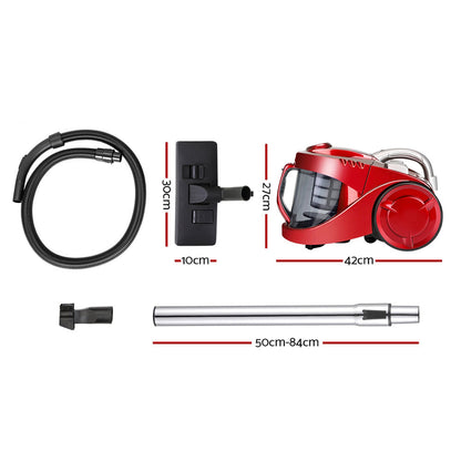 Devanti 2200W Multi-cyclonic Bagless Vacuum Cleaner Pet Hair (Red)