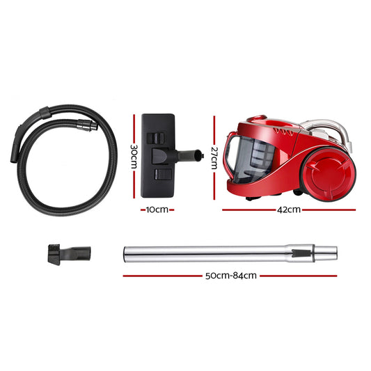 Devanti 2200W Multi-cyclonic Bagless Vacuum Cleaner Pet Hair (Red)