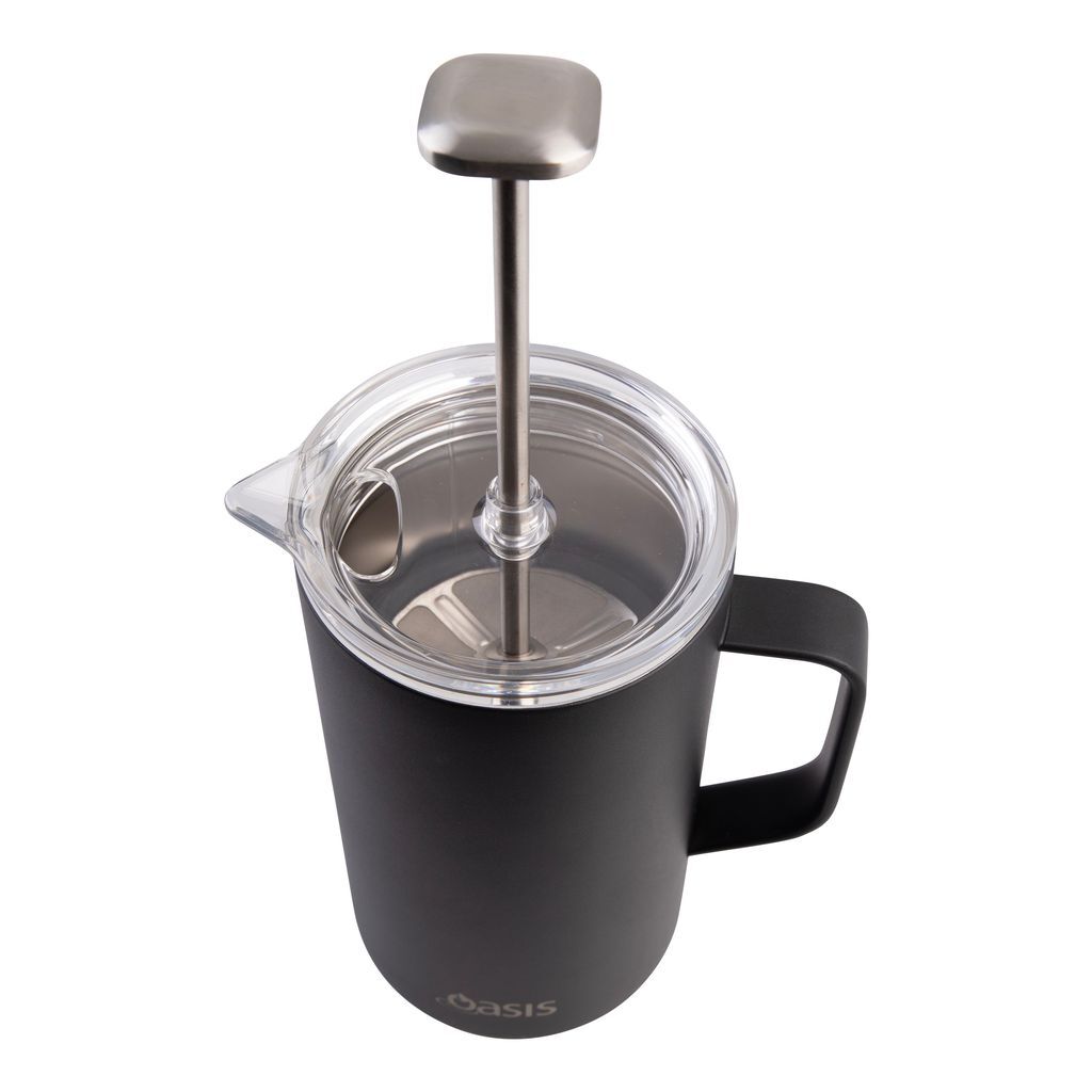 Oasis Stainless Steel Double Wall Insulated Coffee Press - 8 Cup - 1 Litre - Black