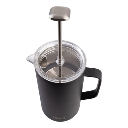 Oasis Stainless Steel Double Wall Insulated Coffee Press - 8 Cup - 1 Litre - Black