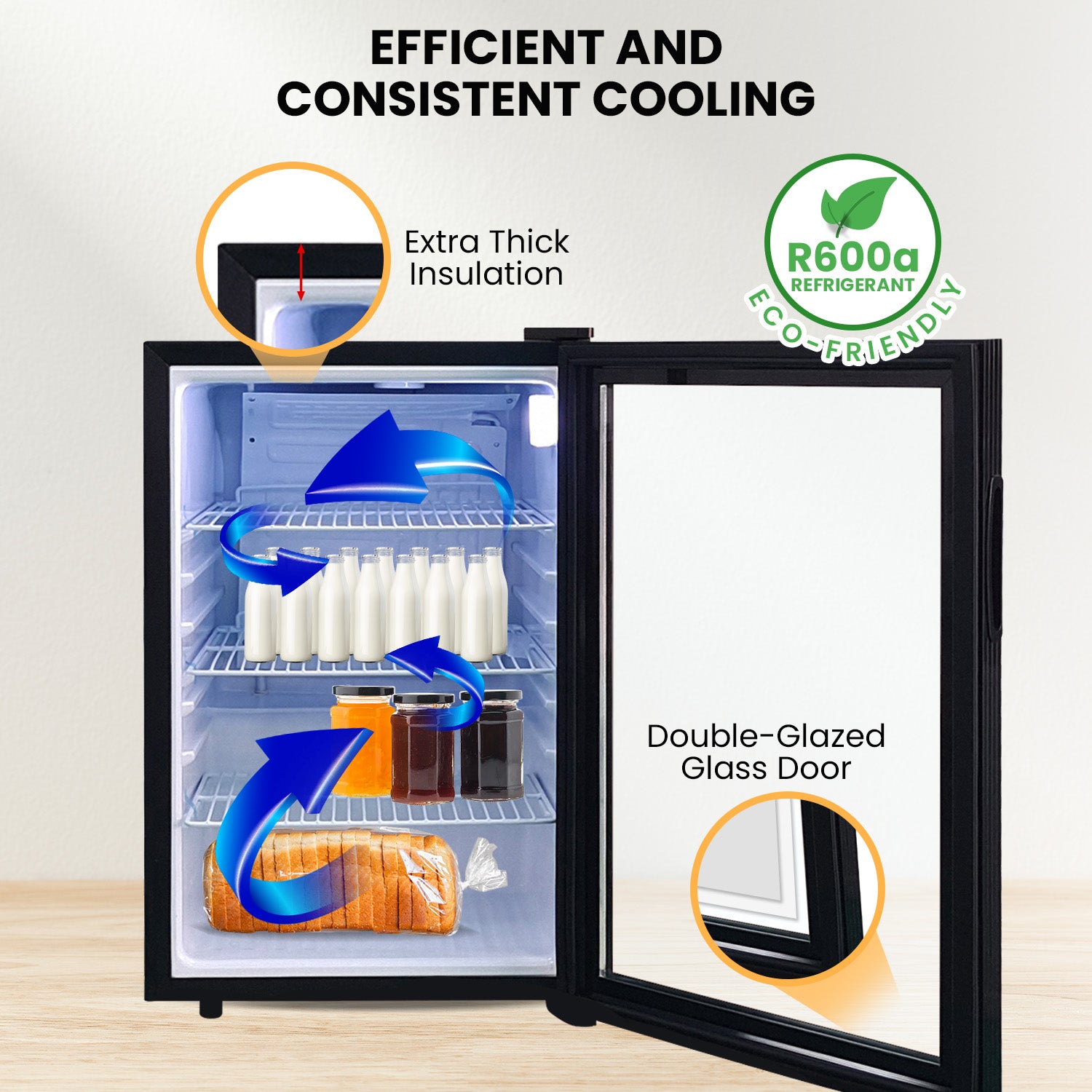 Kolner Glass Door Mini Bar Fridge 100L