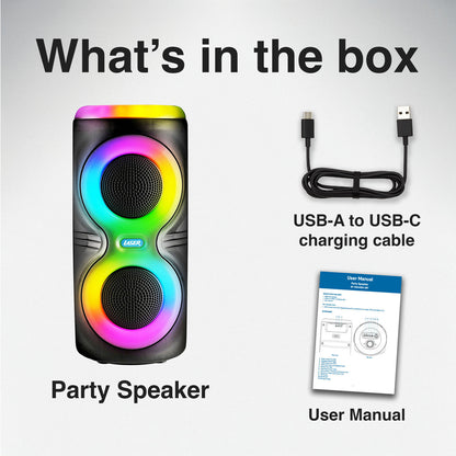 Laser Bluetooth Party Speaker with RGB Lights and Wireless Mic (Black)