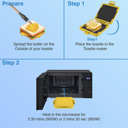 Laser Microwave Toastie Maker with Smiley Face (Yellow)