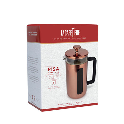 La Cafetiere Pisa 8-Cup 1L Stainless Steel/Glass Coffee French Press (Copper)