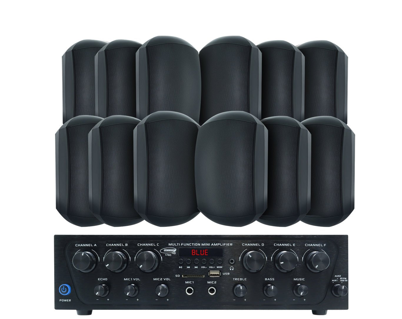 Weconic Outdoor Speaker Package with 480W Bluetooth Amplifier