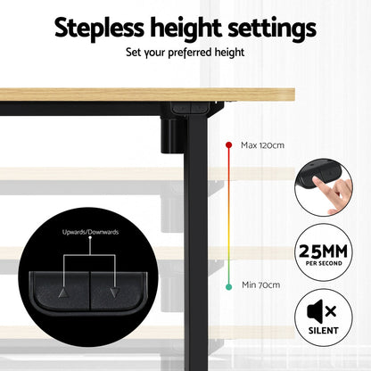 Artiss Standing Desk Motorised White Oak 120CM