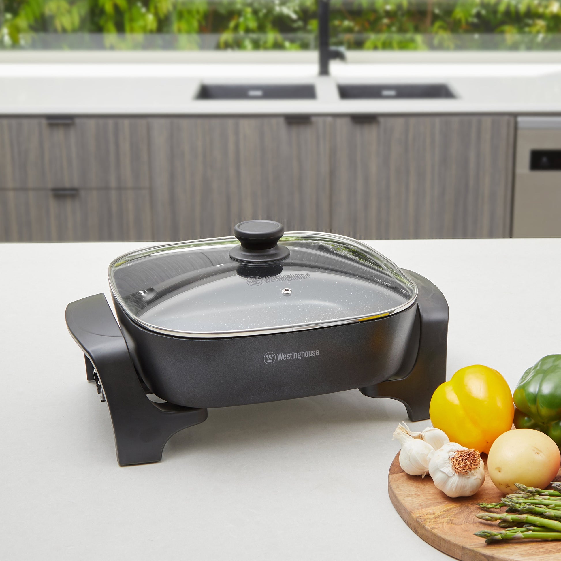 Westinghouse 5L Square Non-Stick Electric Frypan 2000W Stone Finish