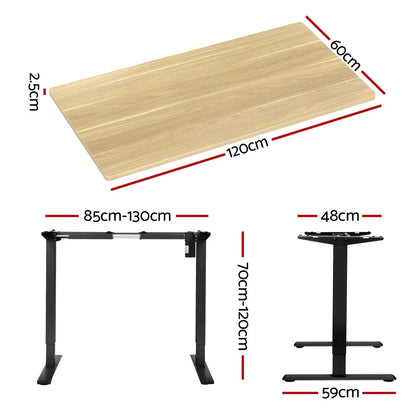 Artiss Standing Desk Motorised White Oak 120CM