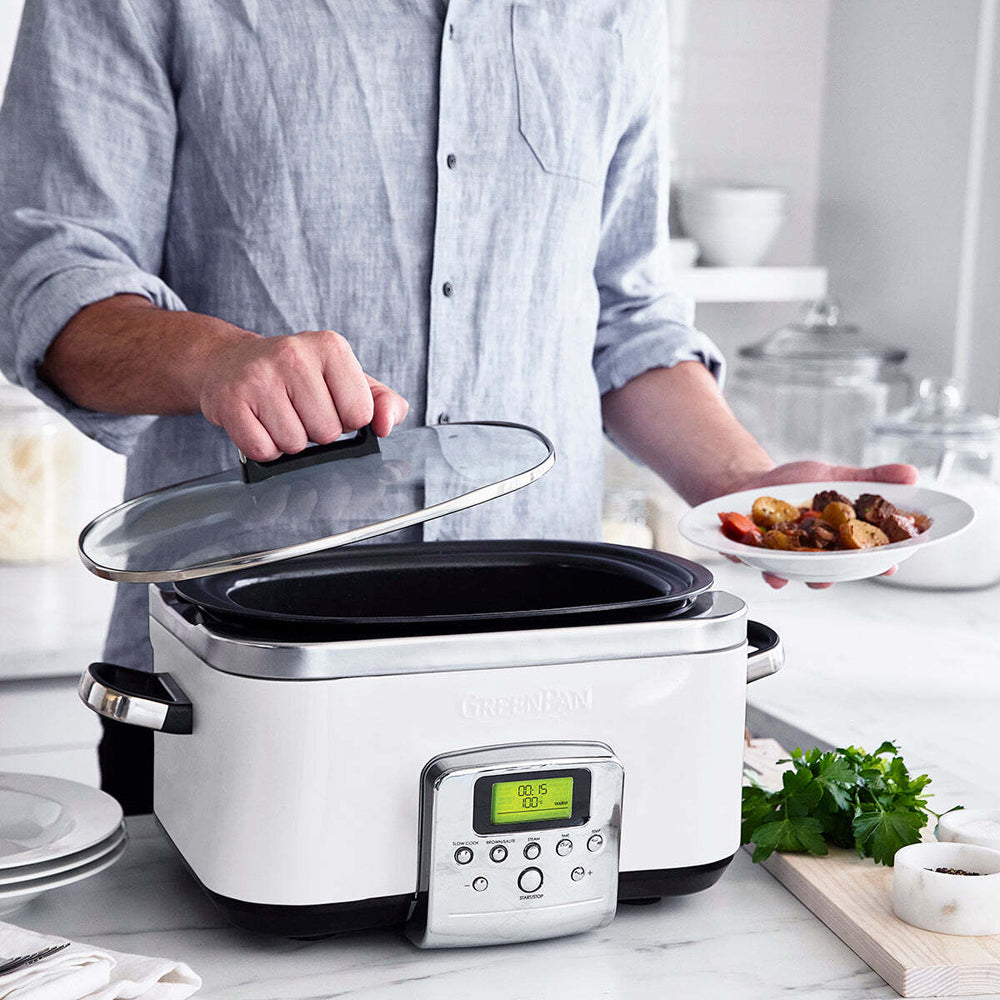 GreenPan Elite Cloud Cream Electric Slow Cooker 230V 2200W Home Kitchen Cookware