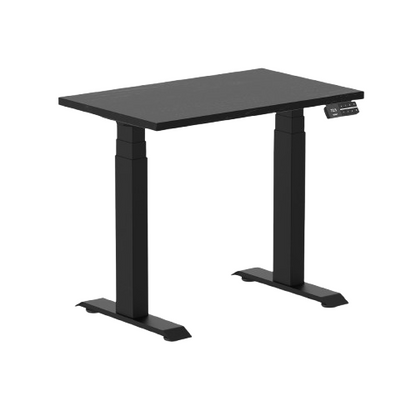 Desky Dual Mini Hardwood Sit Stand Desk 100cm Black Ash Desktop and Matte Black Frame