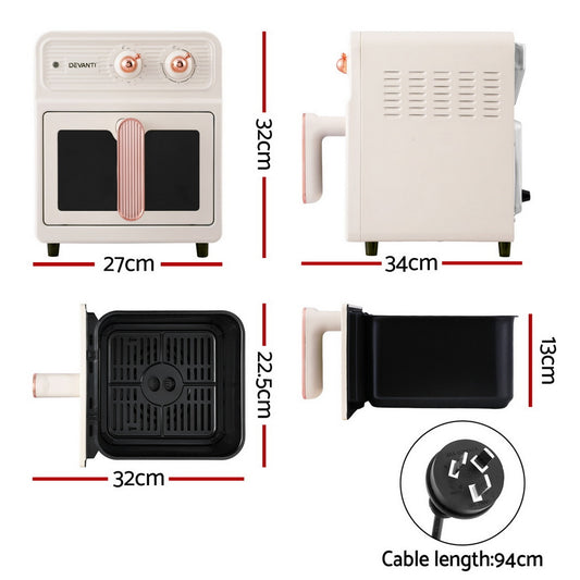 Devanti 6L Air Fryer Knob Control 1700W (Cream)