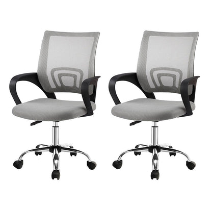 Artiss 2x Mesh Office Chair Mid Back (Grey)