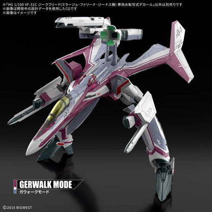 Bandai HG 1/100 VF-31C Siegfried (Mirage Farina Jenius Use) Water Decals