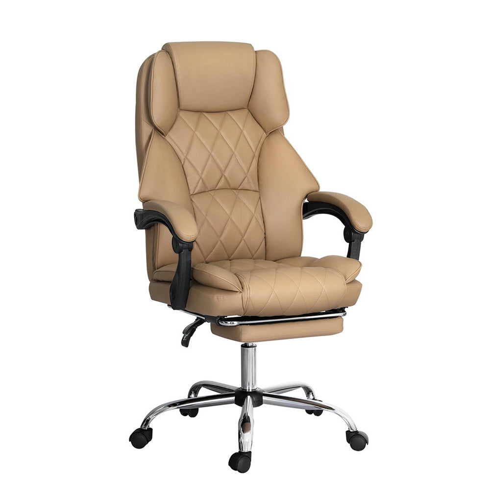 Artiss Executive Office Chair Leather Footrest (Espresso)