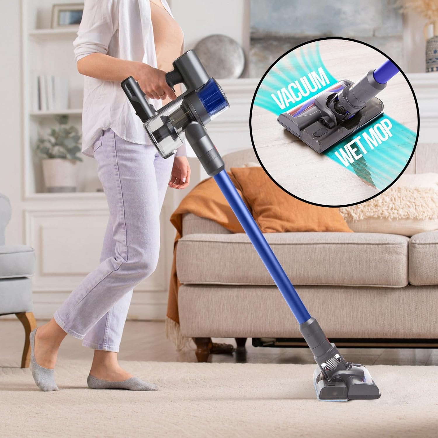 Mygenie H20 Pro Wet Mop 2-in-1 Cordless Stick Vacuum (Blue)