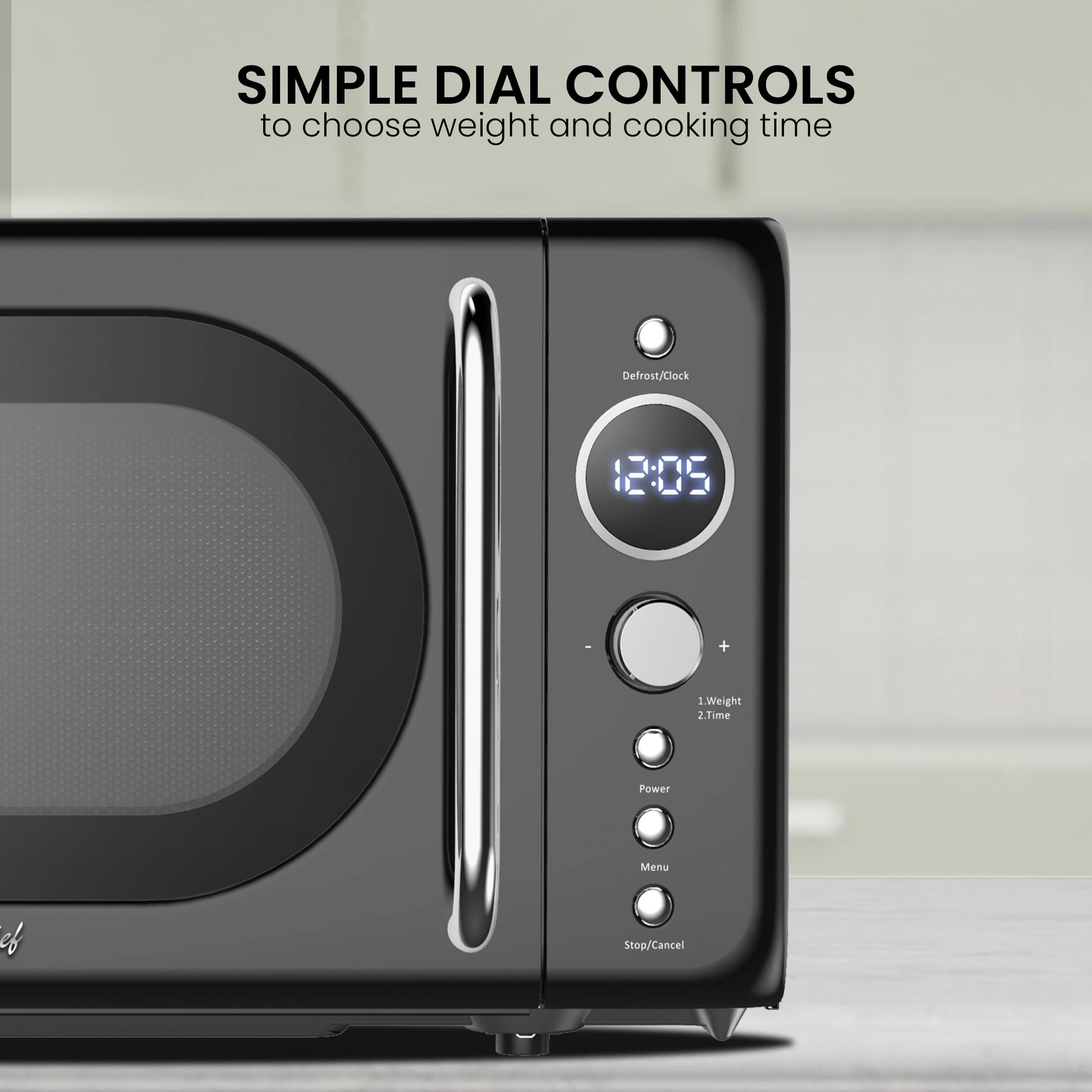 Total Chef Retro Microwave 20L Black