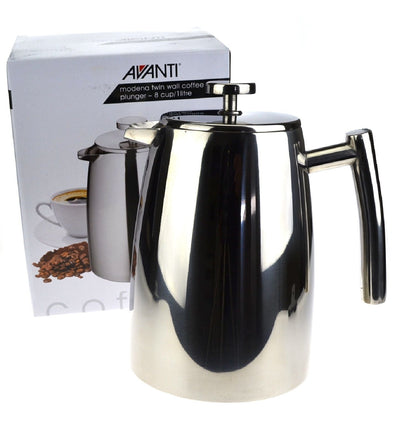 Avanti Modena 6 Cup Insulated Twin Wall Coffee Plunger  - Silver | Coffee Plunger | Double Walled