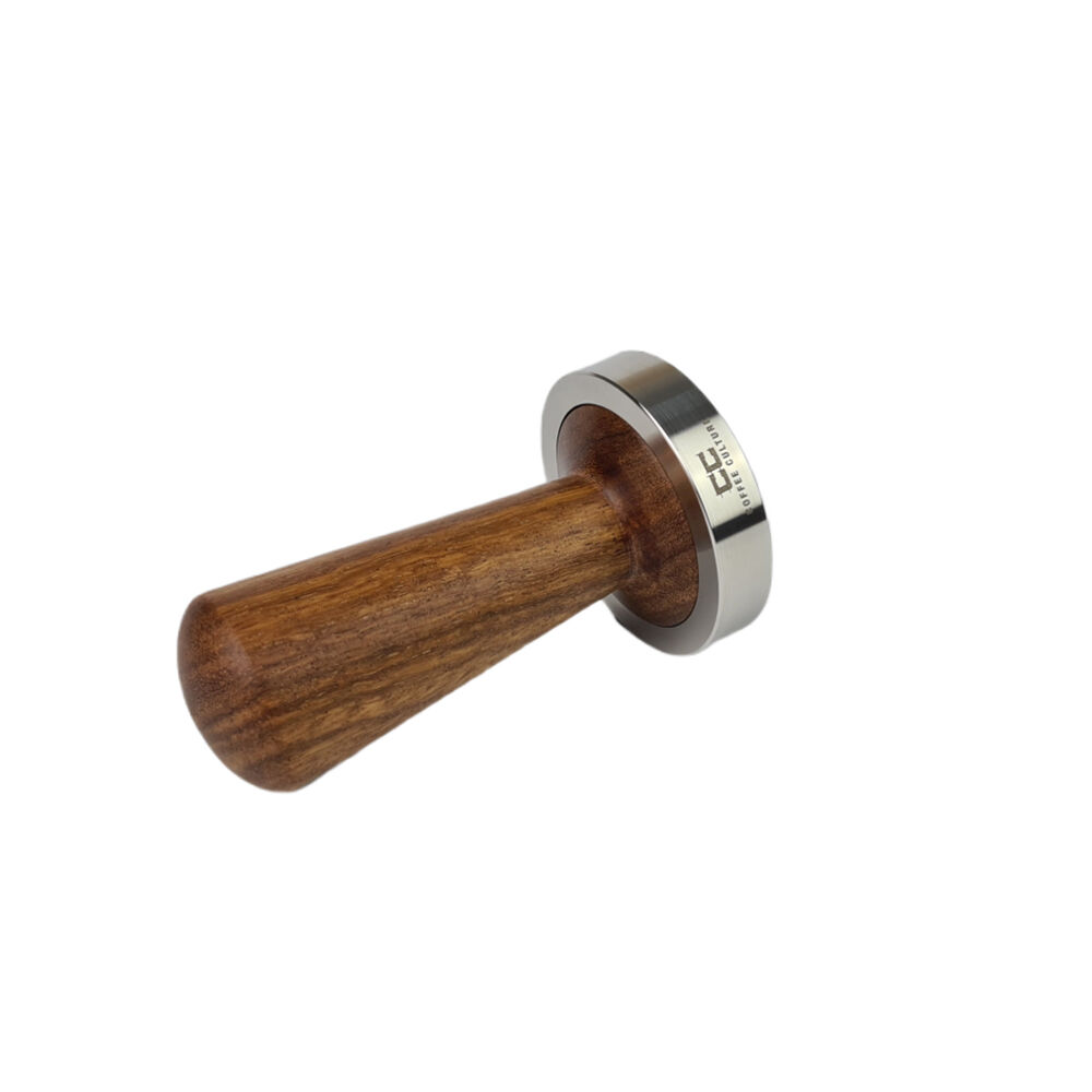 Coffee Culture Stainless Steel Burmese Rosewood Coffee Tamper Flat Base 53mm