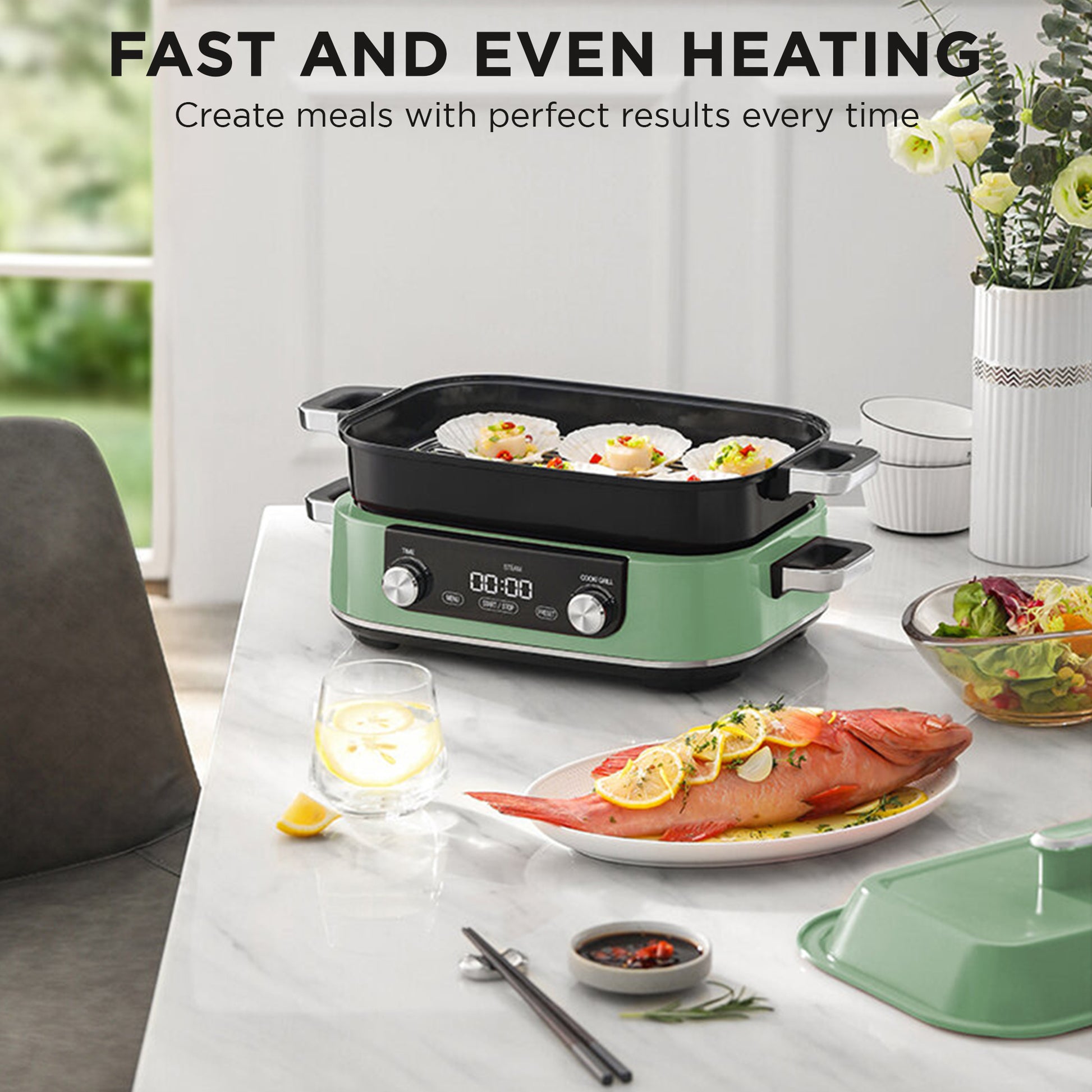 Morphy Richards 3L Non-stick Multifunction Electric Cooker Pan (Green)