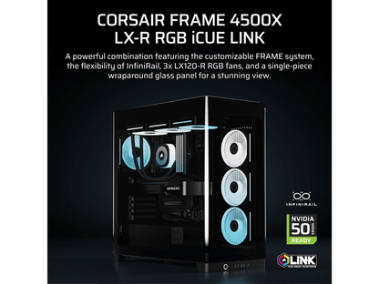Corsair FRAME 4500X LX-R RGB iCUE LINK Panoramic Glass ATX Mid-Tower Case - Black