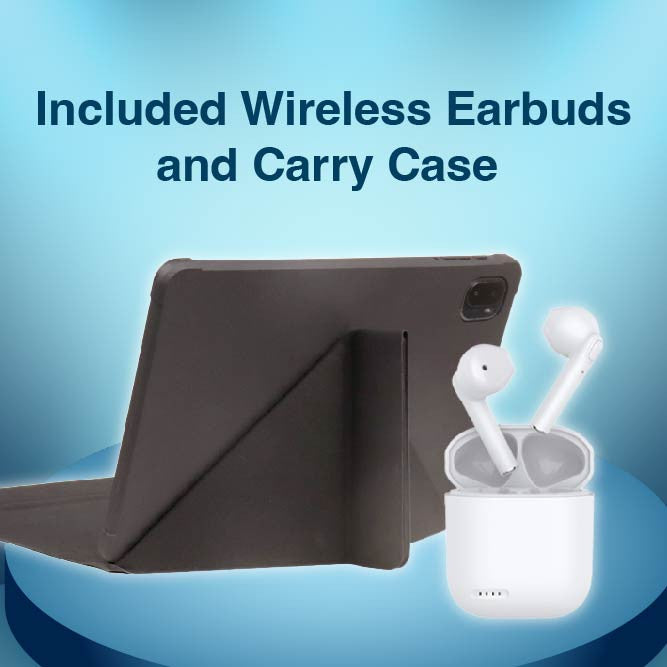 Laser 10" 4G Android 13 Tablet with Earbuds & Case (Black)