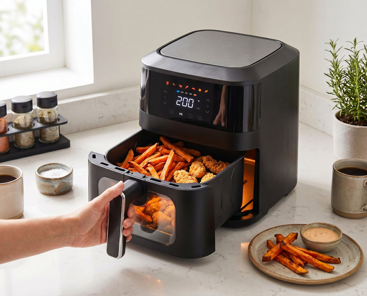 Healthy Choice 1400W 5L Non-Stick Digital Air Fryer with Clear Viewing Window