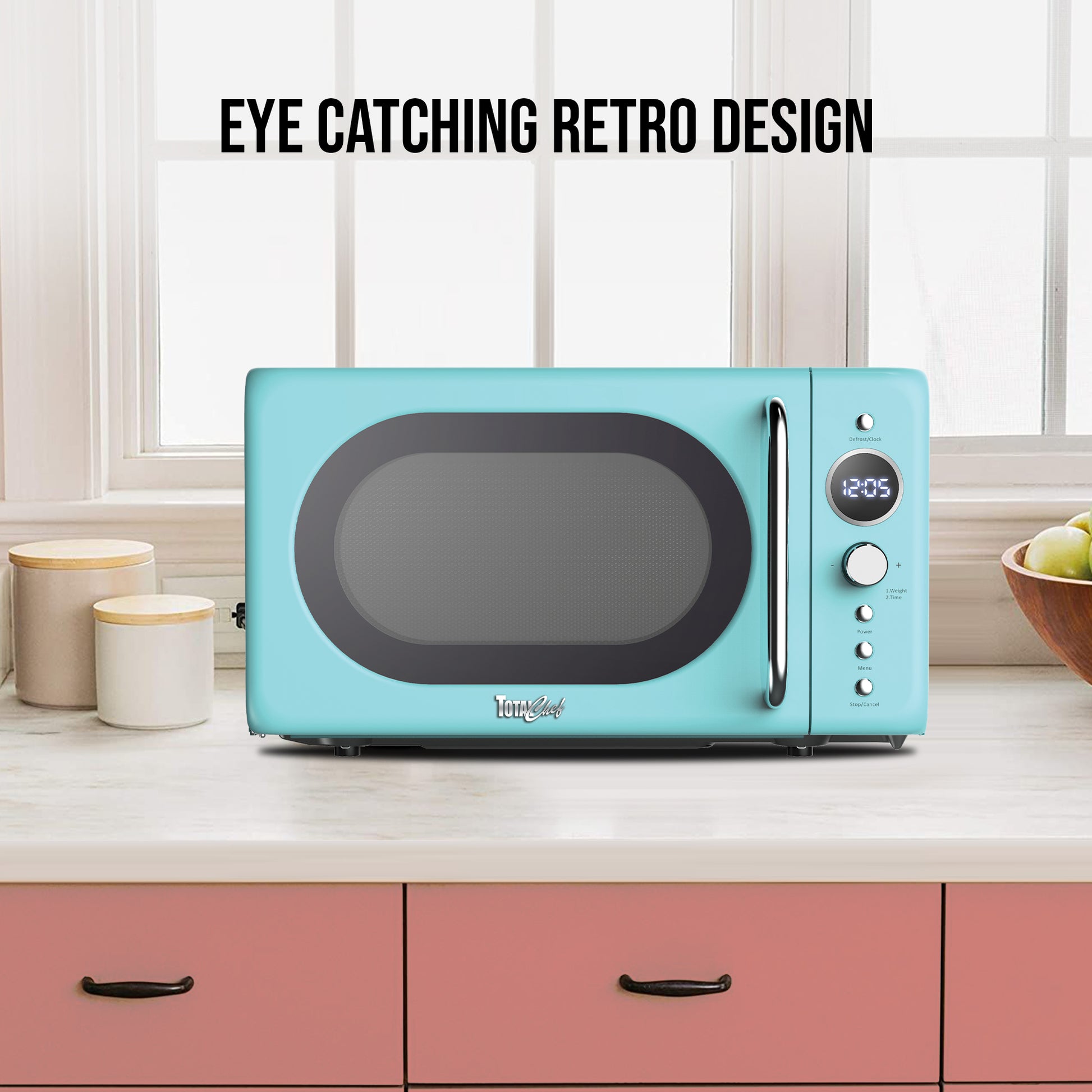 Total Chef Retro Microwave 20L Blue