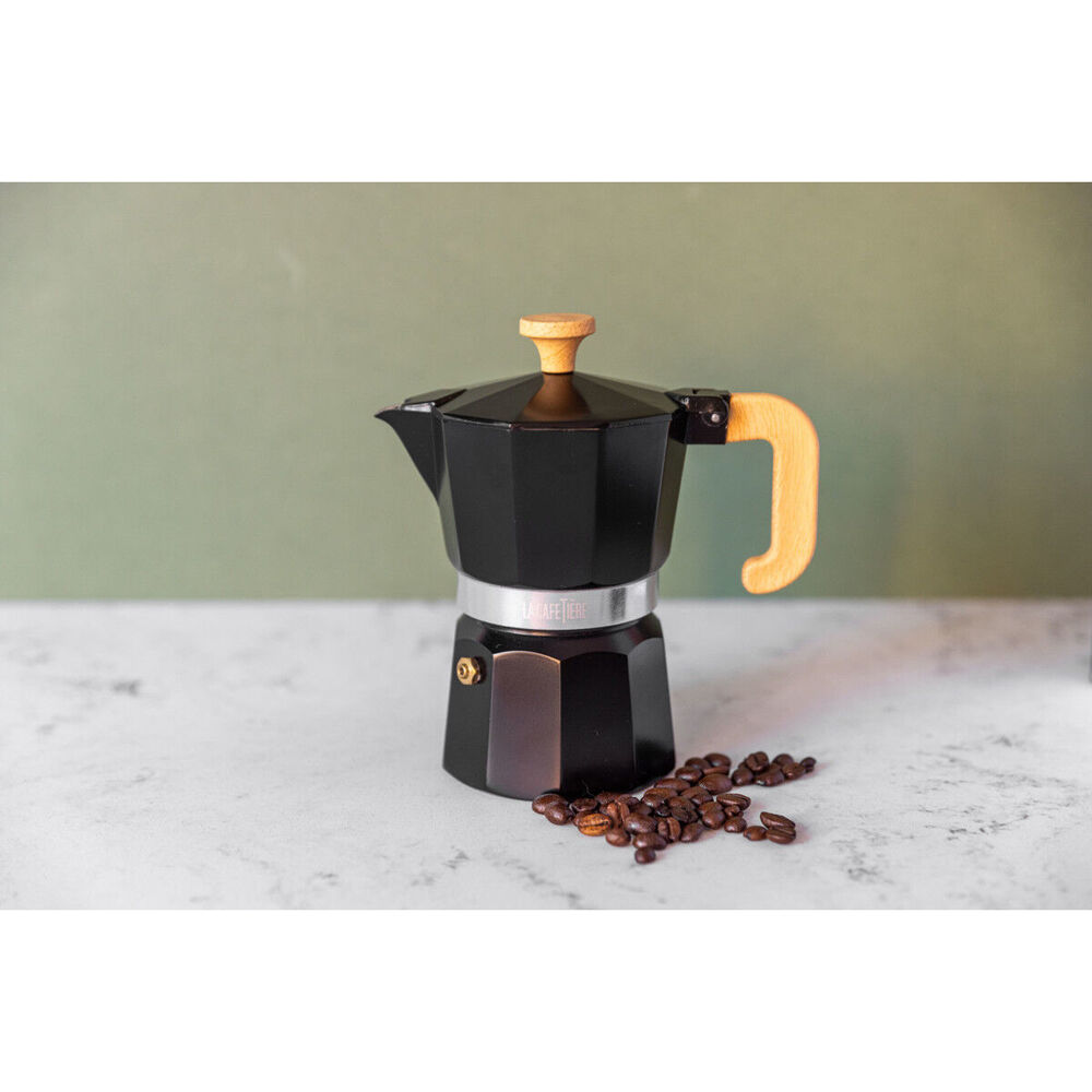 La Cafetiere Venice 3-Cup 150ml Espresso Maker Aluminum Coffee Pot (Black)