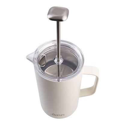 Oasis Stainless Steel Double Wall Insulated Coffee Press - 8 Cup - 1 Litre - Alabaster