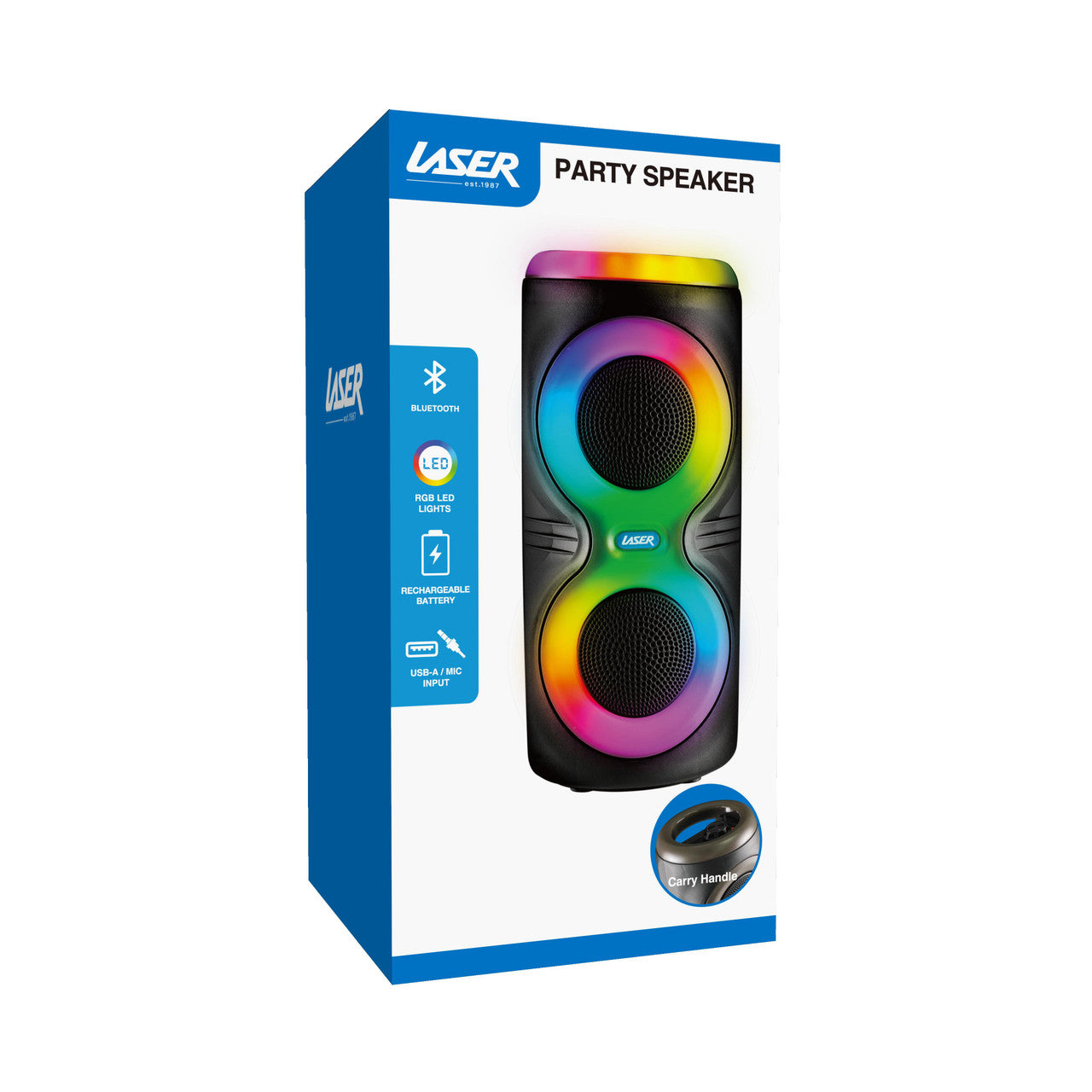 Laser Bluetooth Party Speaker with RGB Lights and Wireless Mic (Black)