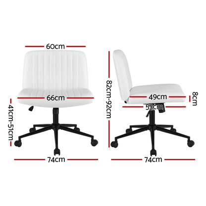 Artiss Criss Cross Fabric Office Chair with Wheels (White)