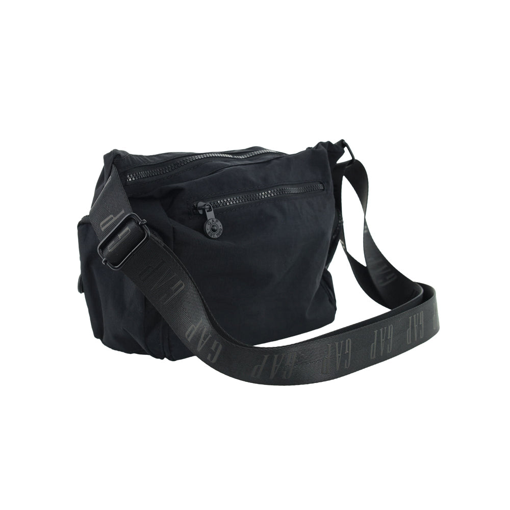 GAP Unisex Nylon Shoulder Crossbody Bag w/ Secure Zip 29x22cm Black