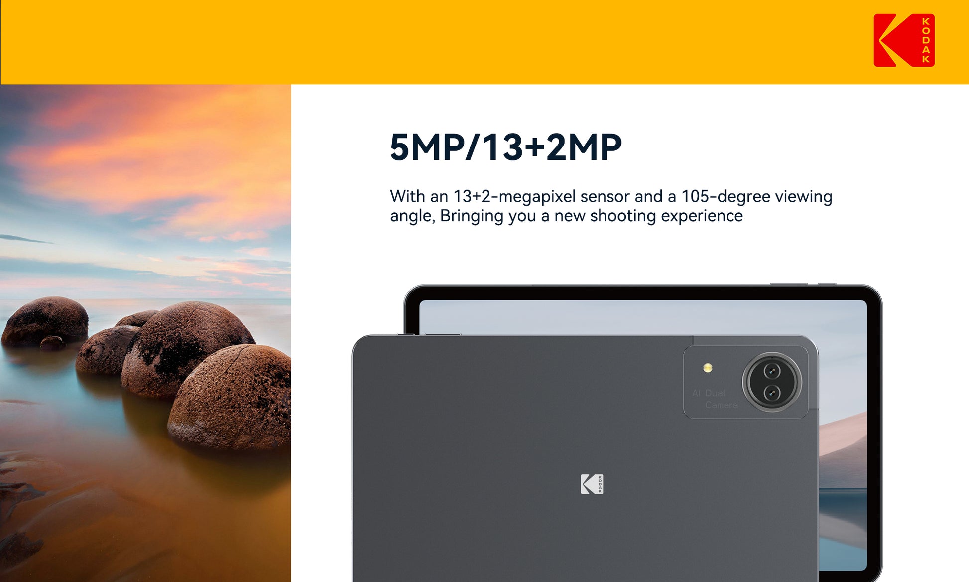 KODAK 12" Android 15 Tablet – 6GB RAM, 128GB Storage (Expandable to 1TB)