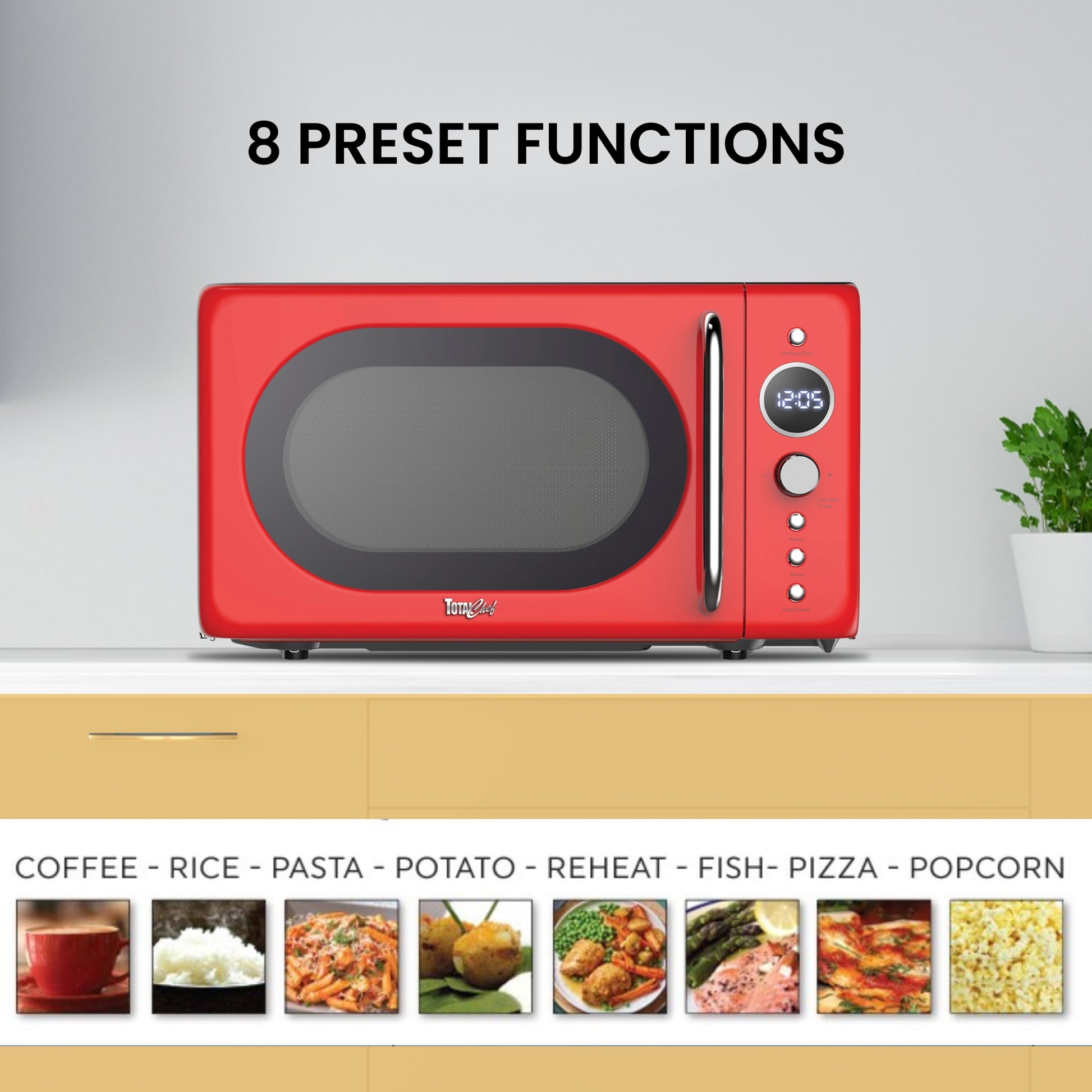 Total Chef Retro Microwave 20L Red