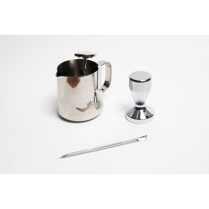Coffee Culture Stainless Steel Coffee Essentials Tamper/Jug Set 5pc (Silver)