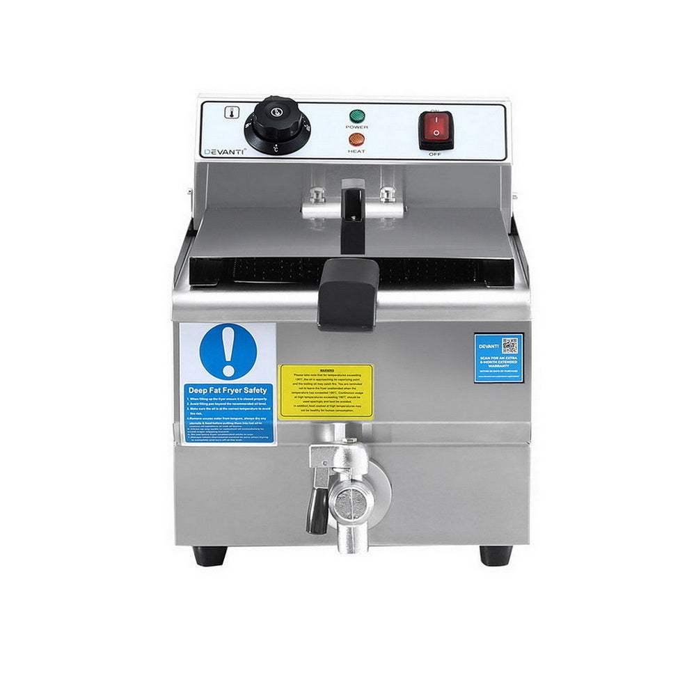 Devanti 3000W Electric Deep Fryer 10L Stainless Steel Fryer w/ Basket & Lid