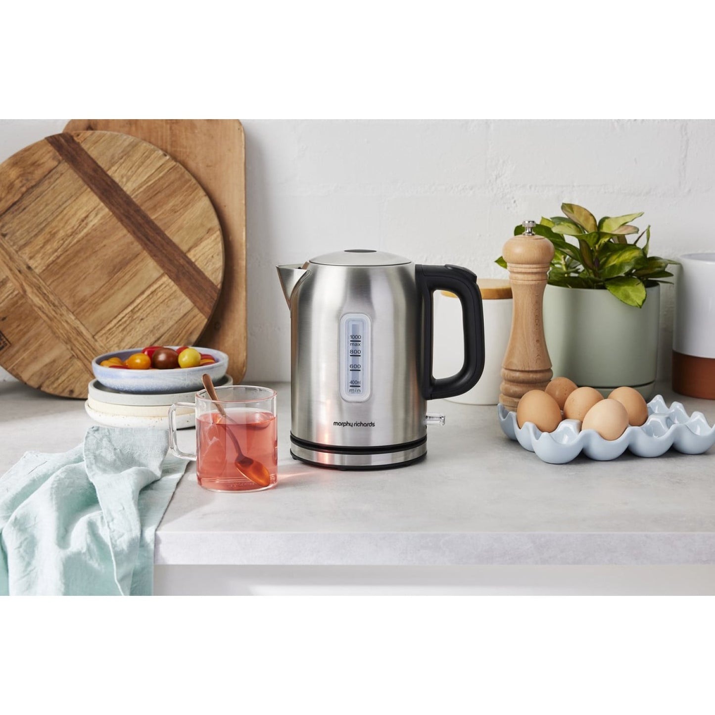 Morphy Richards Equip 1L Stainless Steel Electric Jug Kettle with 360d Base