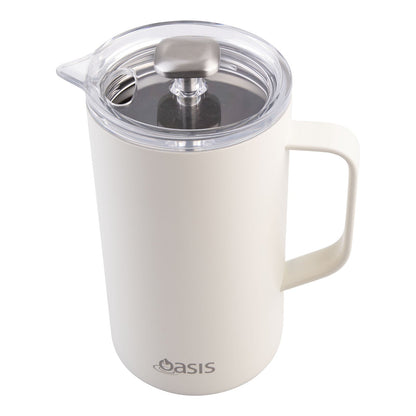 Oasis Stainless Steel Double Wall Insulated Coffee Press - 8 Cup - 1 Litre - Alabaster