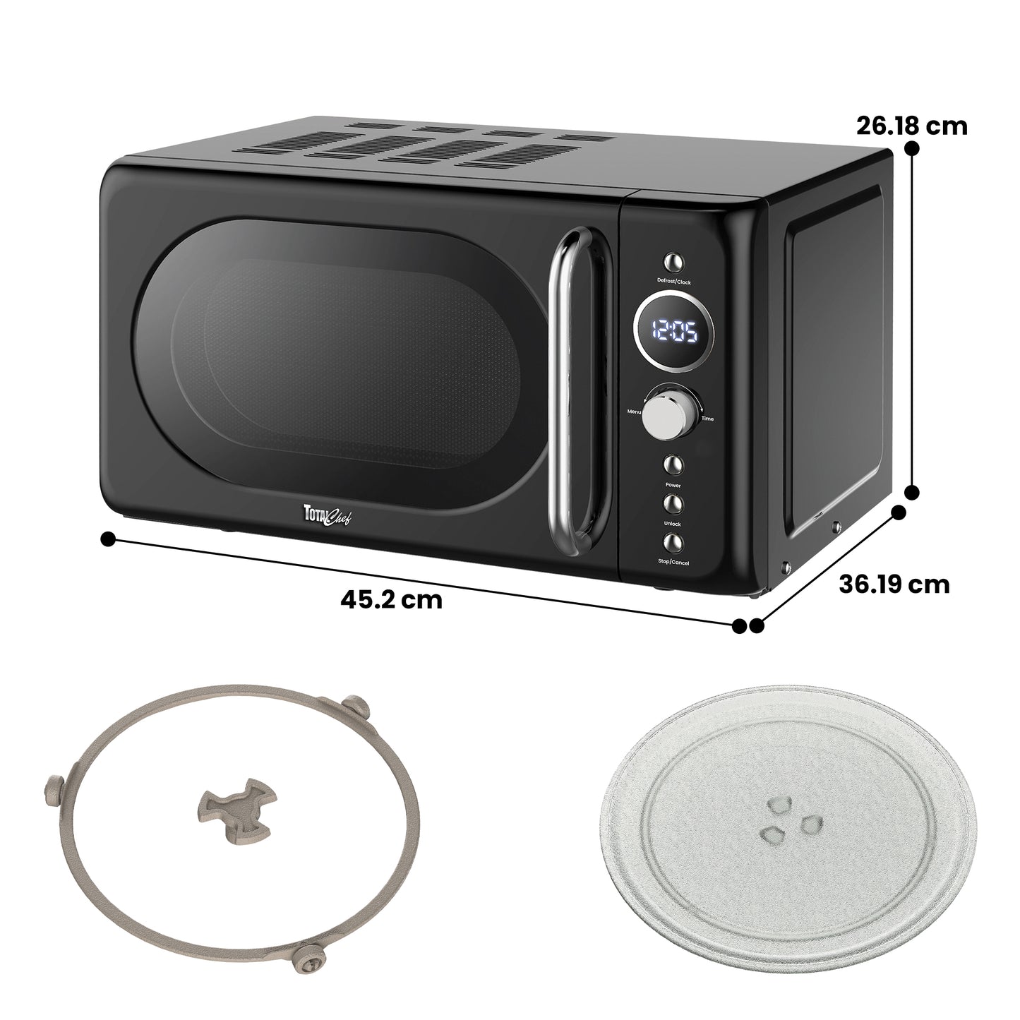 Total Chef Retro Microwave 20L Black