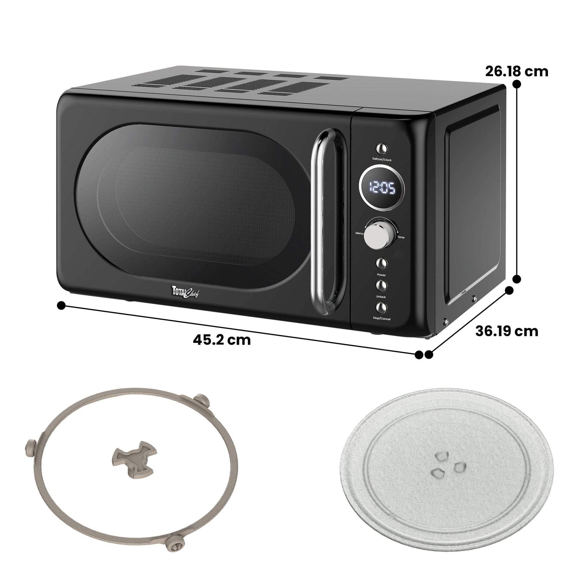 Total Chef Retro Microwave 20L Black