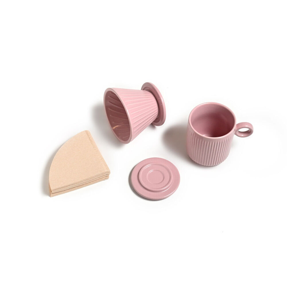 Coffee Culture 320ml Ceramic Coffee Pour Over Mug/Dripper with Filter Set (Pink)