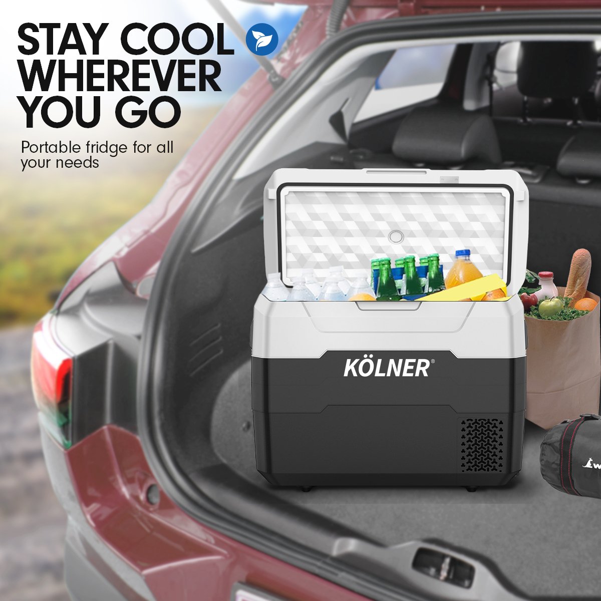 Kolner 40L Portable Fridge Cooler/Freezer with Trolley (Black)