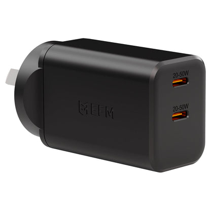 EFM ECO 50W Dual Port GaN Wall Charger with Power Delivery and PPS (Black)